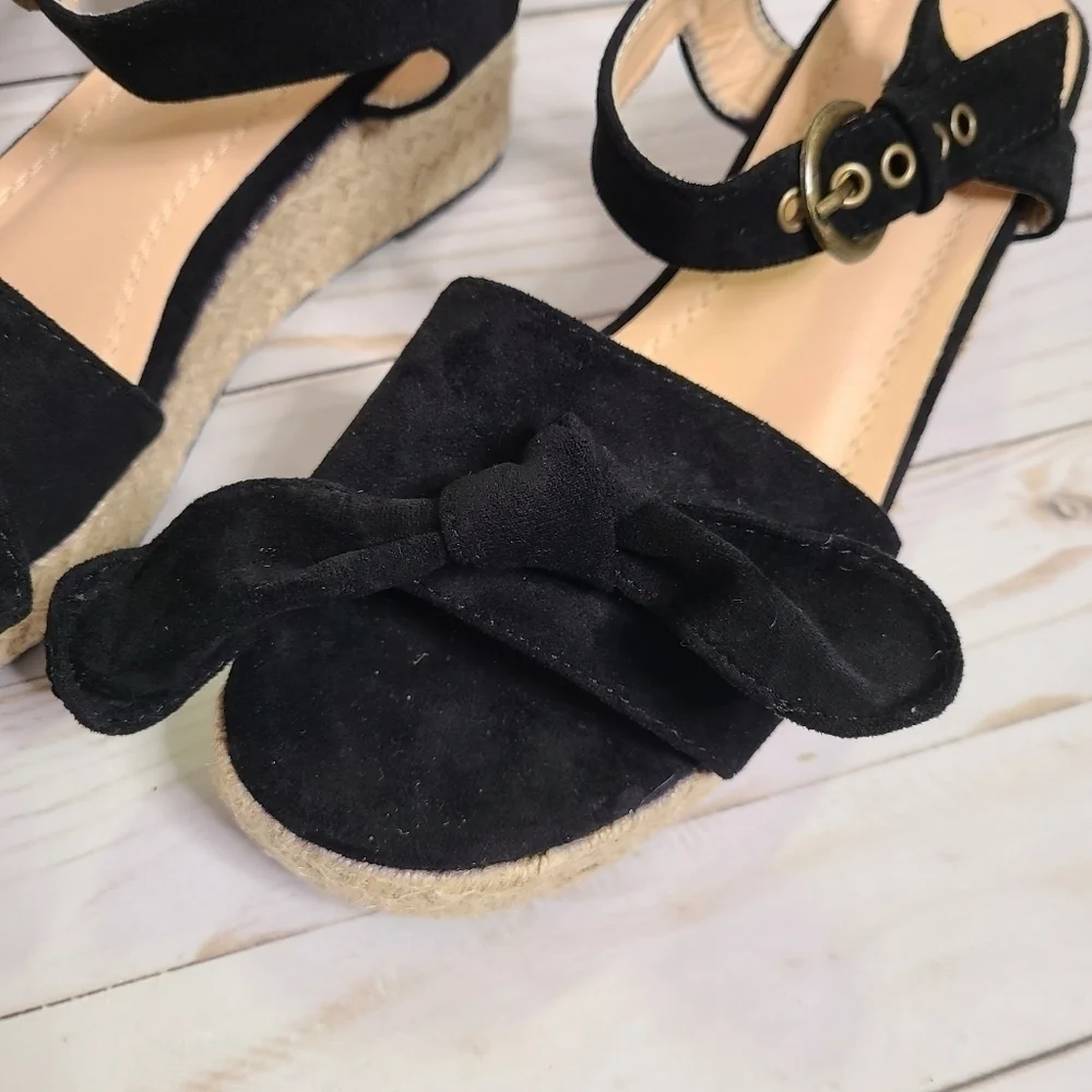 Chase + Chloe Gaston Platform Wedge Espadrille Sandals Black